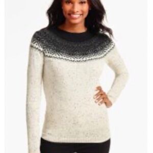 [Talbots] White Nordic Beaded Sweater